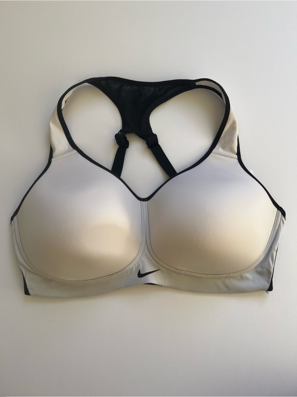 Nike Women's Black and White Padded Racerback Sports Bra